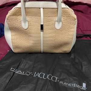 Beautiful tan and cream crocodile print handbag!!